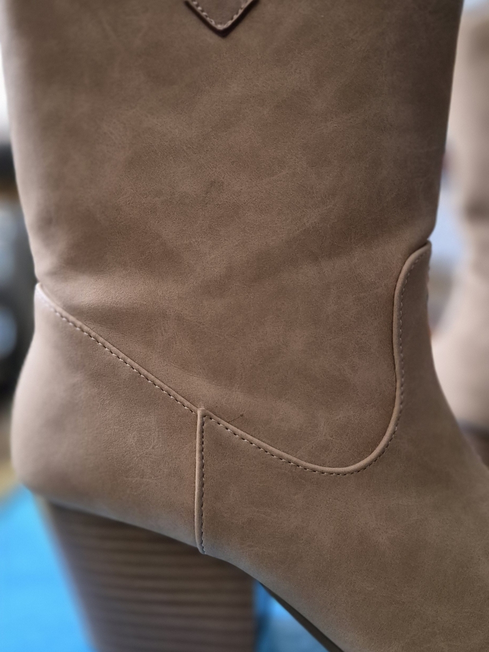 Pink Lily Taupe Pointed Toe Mid Heel Ankle Boots - Picture 7 of 11